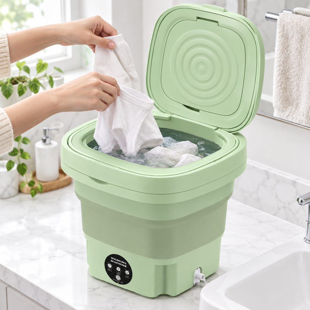 Foldable 8L Washing Machine with Spin Dryer, Mini Machine for Underwear, Socks and Baby Clothes