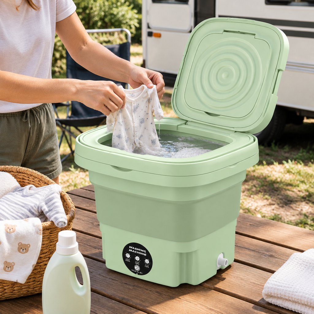 Foldable 8L Washing Machine with Spin Dryer, Mini Machine for Underwear, Socks and Baby Clothes