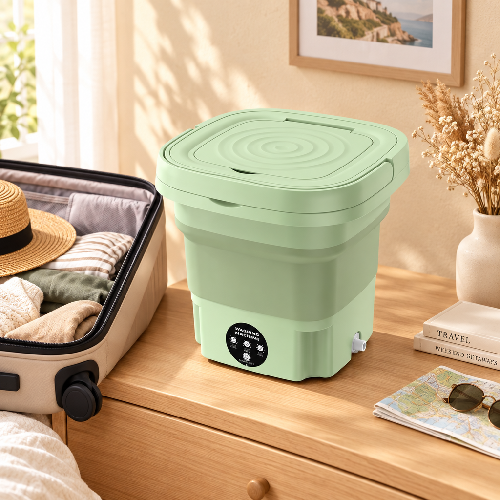 Foldable 8L Washing Machine with Spin Dryer, Mini Machine for Underwear, Socks and Baby Clothes