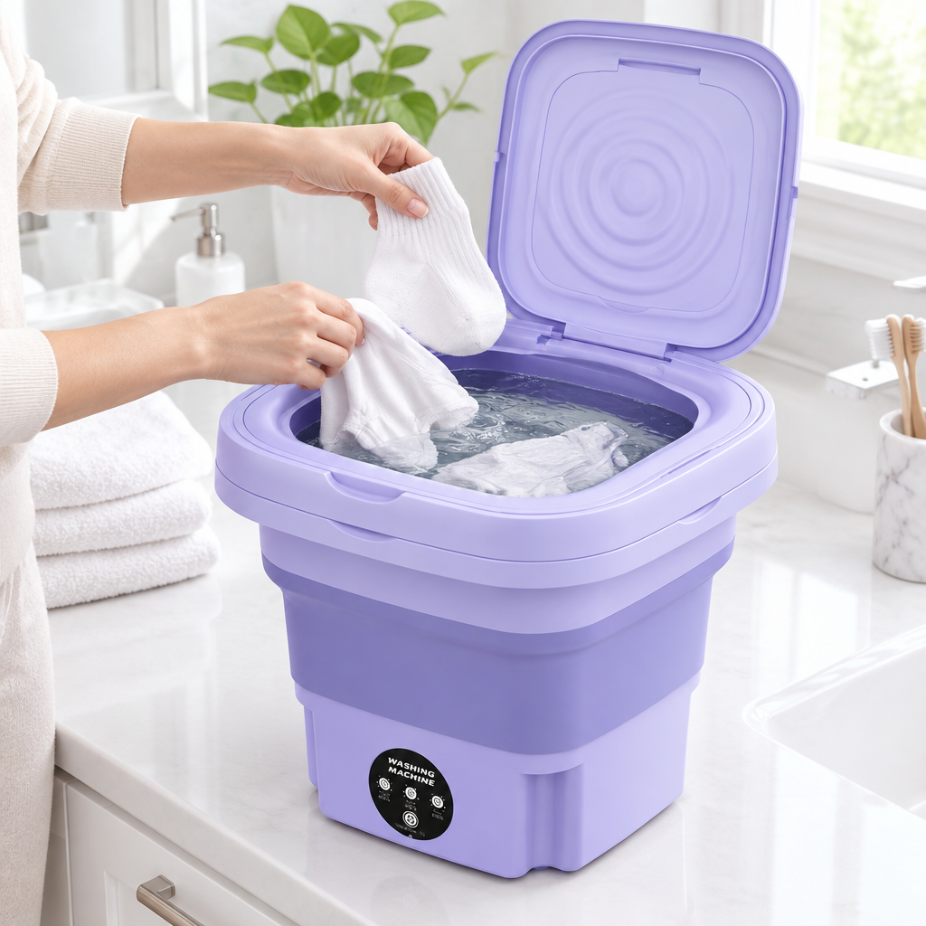 Foldable 8L Washing Machine with Spin Dryer, Mini Machine for Underwear, Socks and Baby Clothes