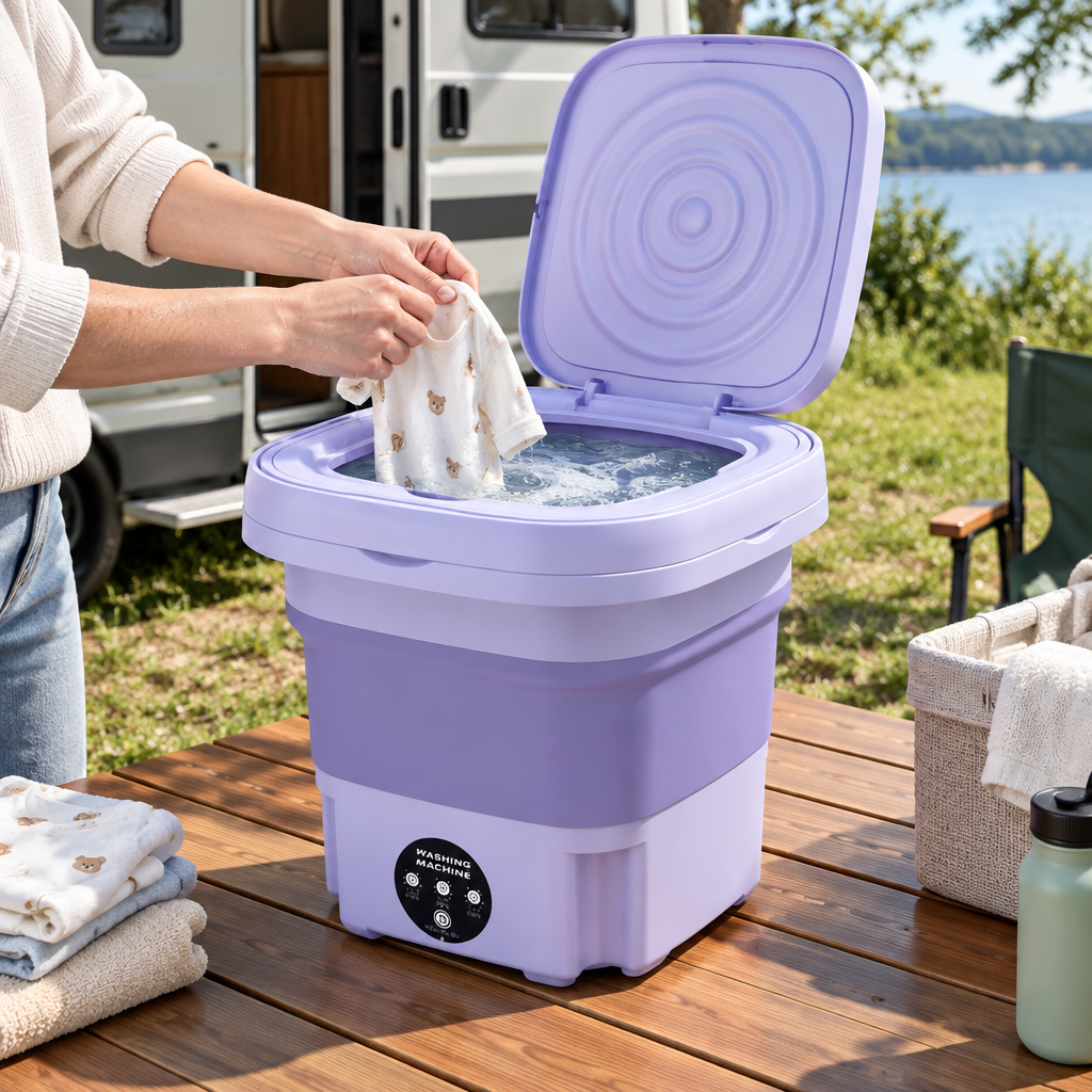 Foldable 8L Washing Machine with Spin Dryer, Mini Machine for Underwear, Socks and Baby Clothes