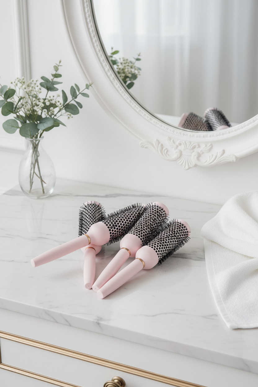 Set of 2 ceramic round brushes for blow-drying