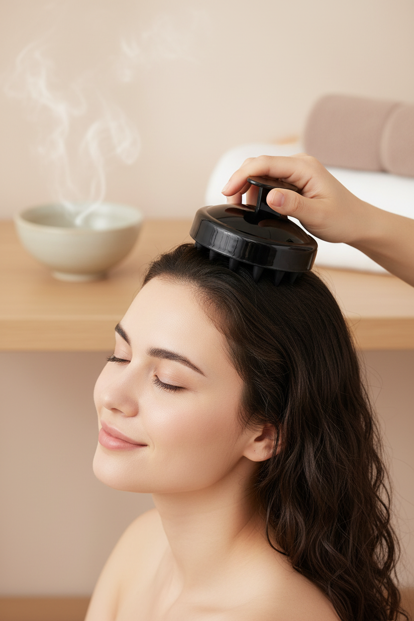 Silicone shampoo brush with 19 bristles