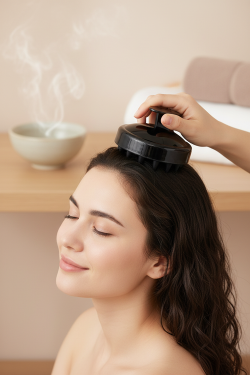 Silicone shampoo brush with 19 bristles