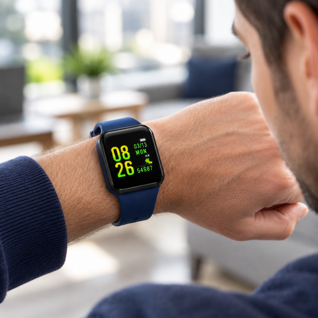 LED Sports Smartwatch – Heart Rate and Fitness Tracking, Blue