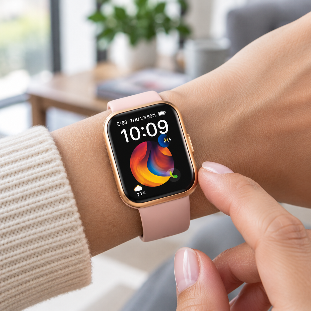 Smartwatch – 1.85" Touch Screen, 25 Exercise Modes, IP68 Water Resistant, Pink