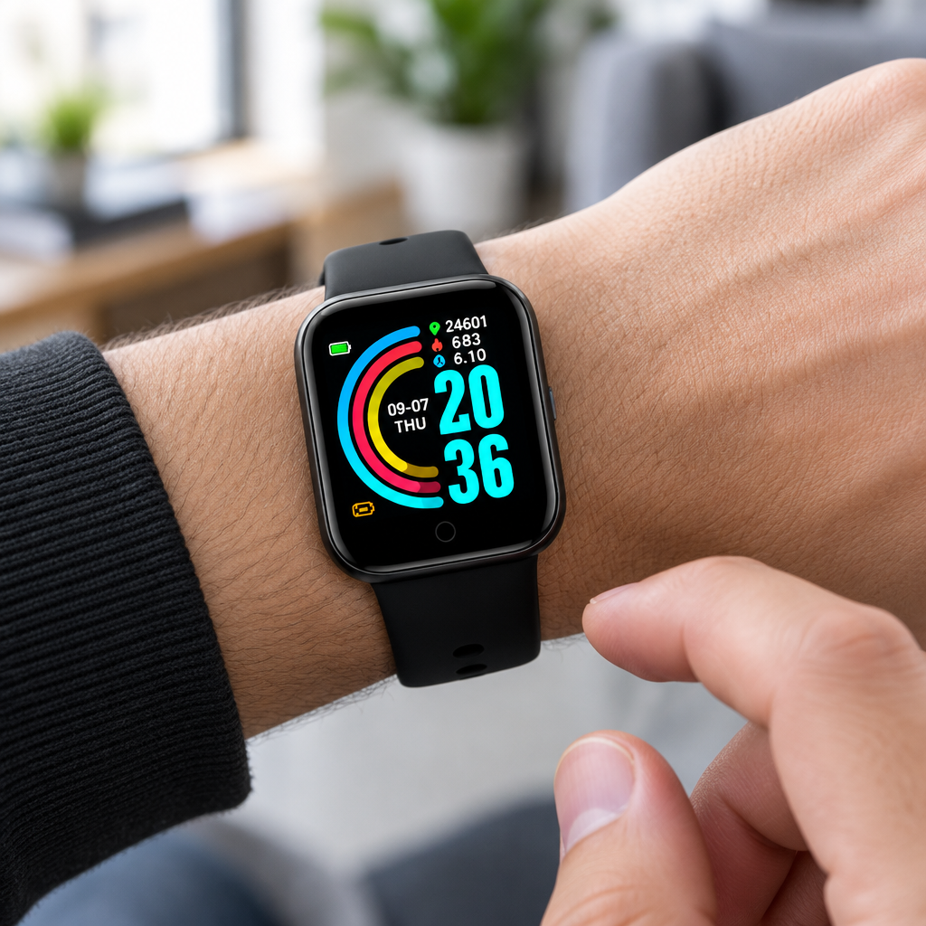 D20Pro Smartwatch – 1.3" Screen, Heart Rate and Fitness Tracking, USB Charging