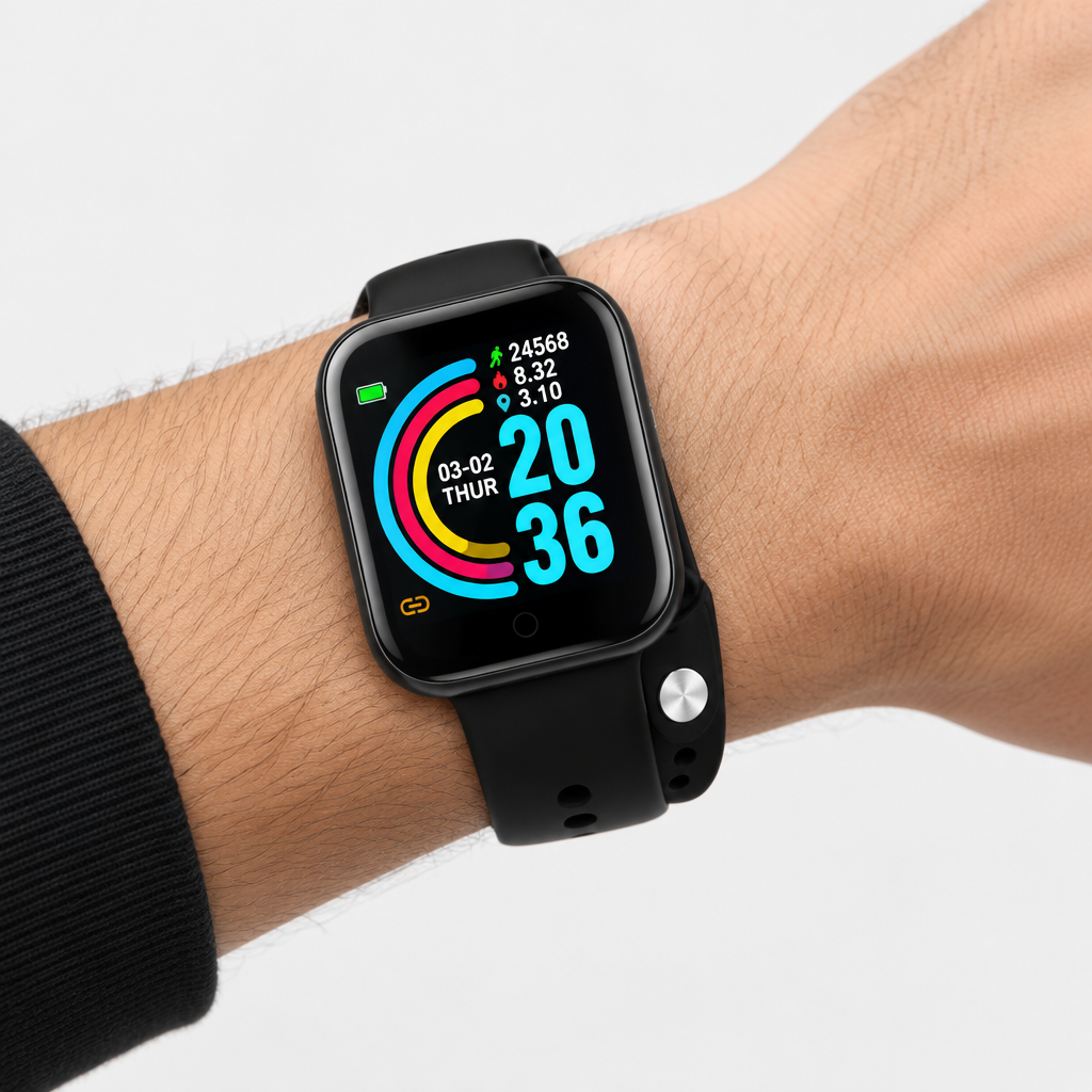 D20Pro Smartwatch – 1.3" Screen, Heart Rate and Fitness Tracking, USB Charging