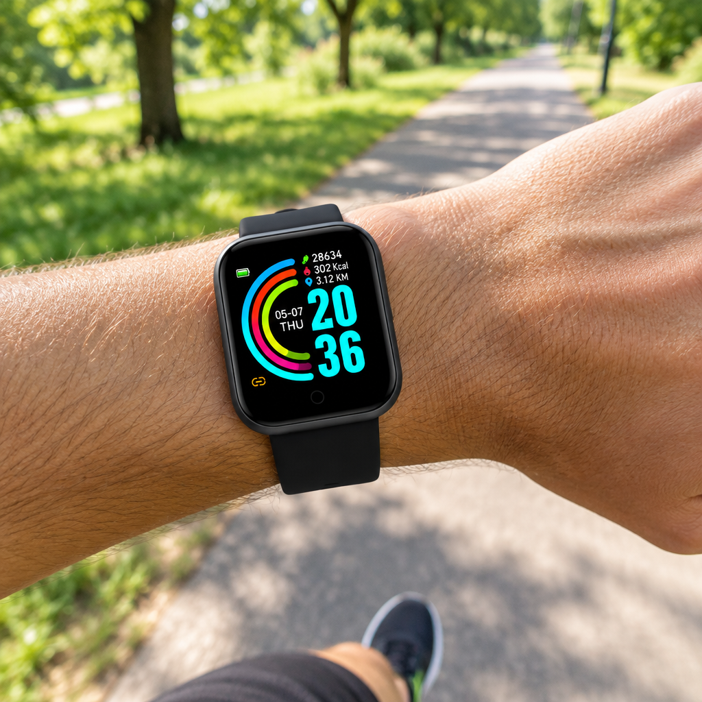 D20Pro Smartwatch – 1.3" Screen, Heart Rate and Fitness Tracking, USB Charging