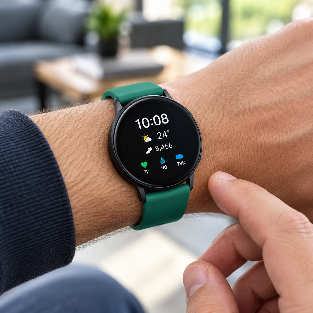 D18 Sports Smartwatch – 1.3" Touch Screen, Heart Rate and Fitness Tracking, Green
