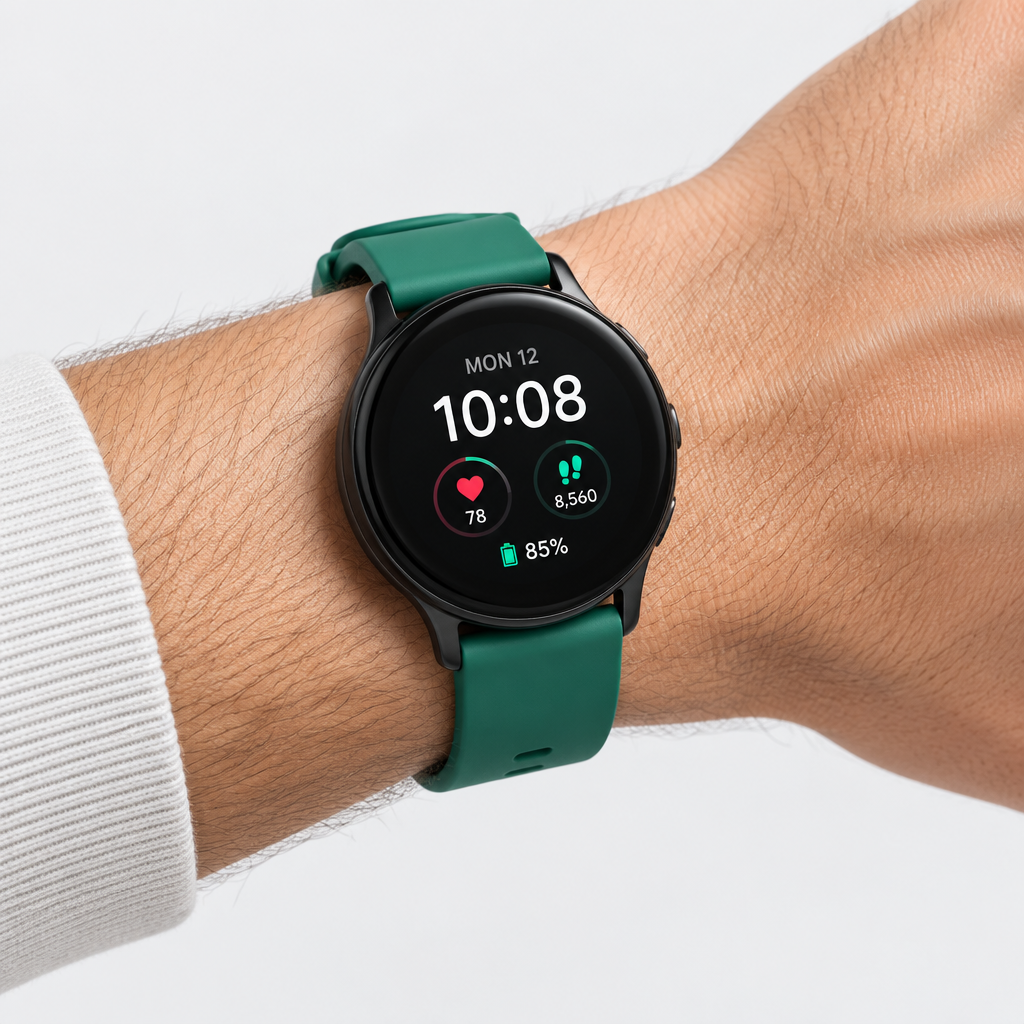 D18 Sports Smartwatch – 1.3" Touch Screen, Heart Rate and Fitness Tracking, Green