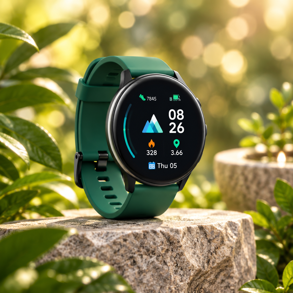D18 Sports Smartwatch – 1.3" Touch Screen, Heart Rate and Fitness Tracking, Green