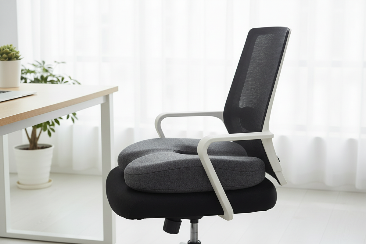 Grey memory foam seat and lumbar support cushion