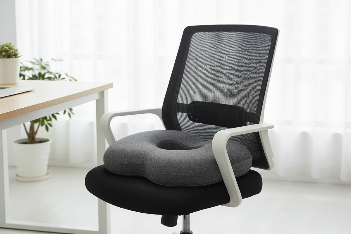 Grey memory foam seat and lumbar support cushion