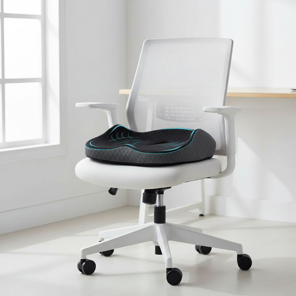 3D Ergonomic Wrap-Around Cushion – Removable Cover – Memory Foam – Sciatica & Tailbone