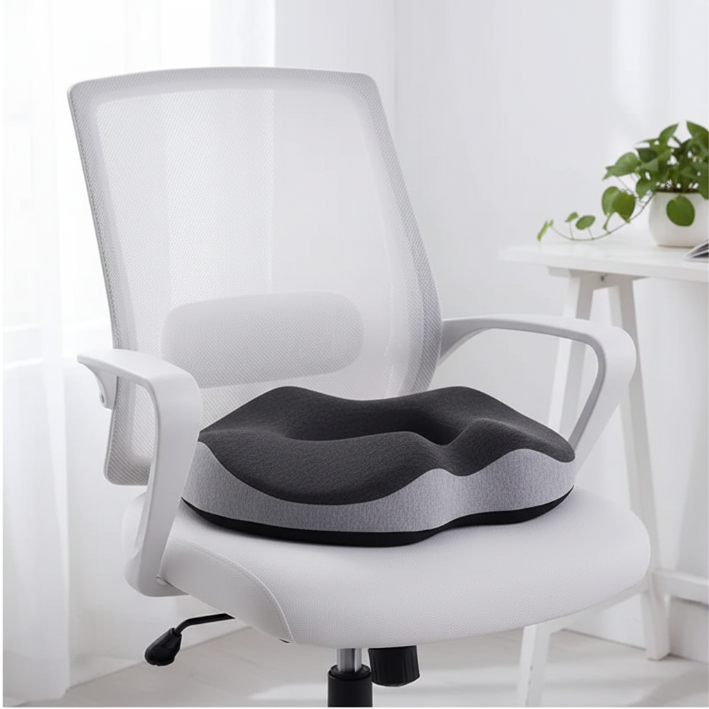 Two-Tone Ergonomic Donut Cushion – Memory Foam – Sciatica, Tailbone & Back