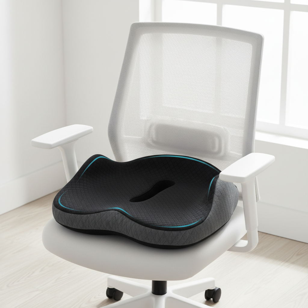 3D Ergonomic Wrap-Around Cushion – Removable Cover – Memory Foam – Sciatica & Tailbone