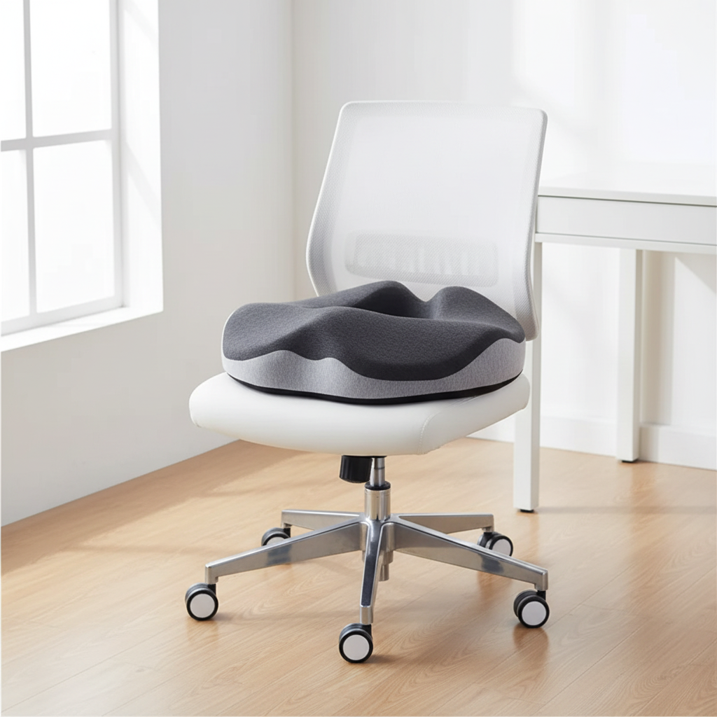 Two-Tone Ergonomic Donut Cushion – Memory Foam – Sciatica, Tailbone & Back