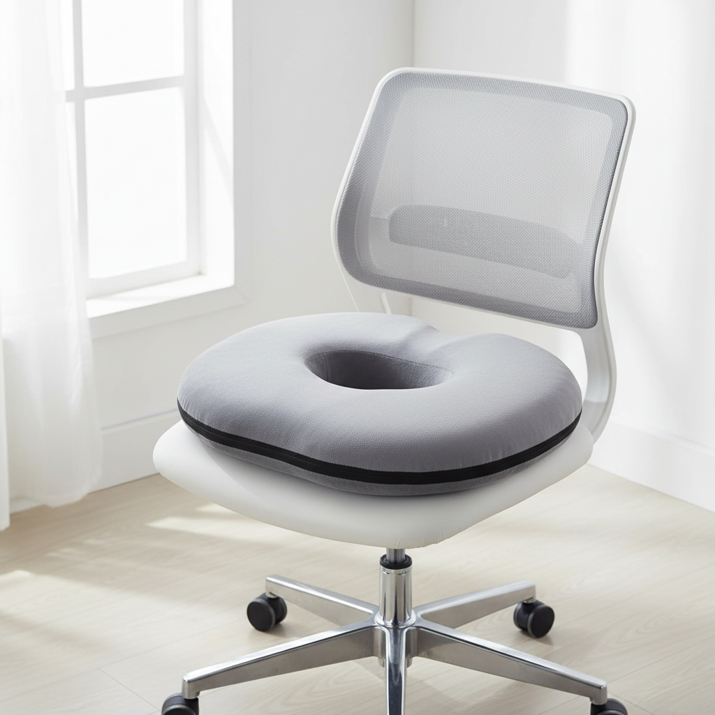 Ergonomic Oval Donut Cushion – Soft Velvet & Non-Slip Base – Tailbone, Hemorrhoids & Pregnancy