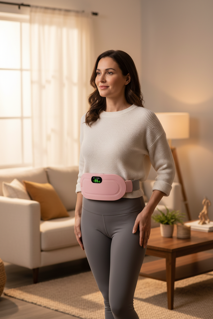Wireless Heating & Massage Belt – 3 Vibration & Heat Levels, LED Screen