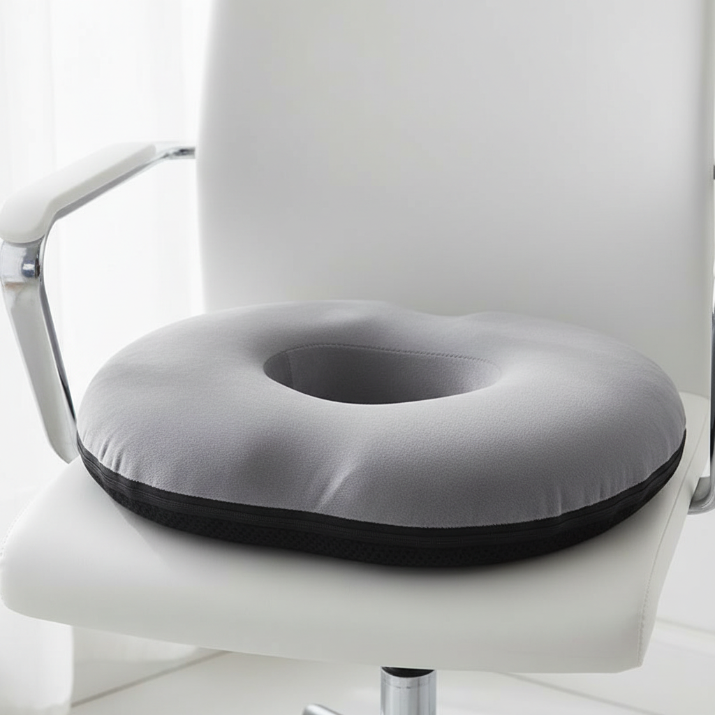 Ergonomic Oval Donut Cushion – Soft Velvet & Non-Slip Base – Tailbone, Hemorrhoids & Pregnancy