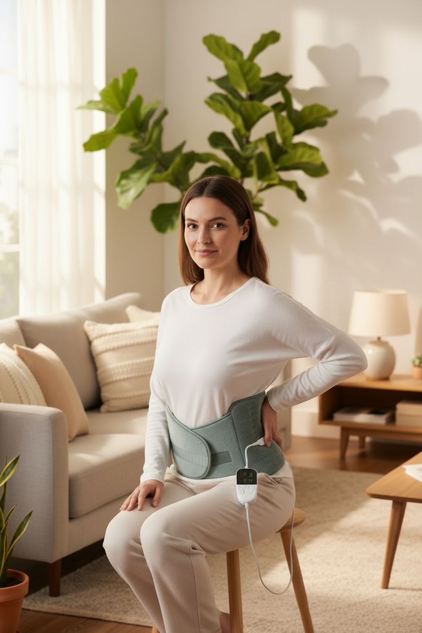 Electric Lumbar Heating Belt – 6 Levels, 4h Timer, Washable