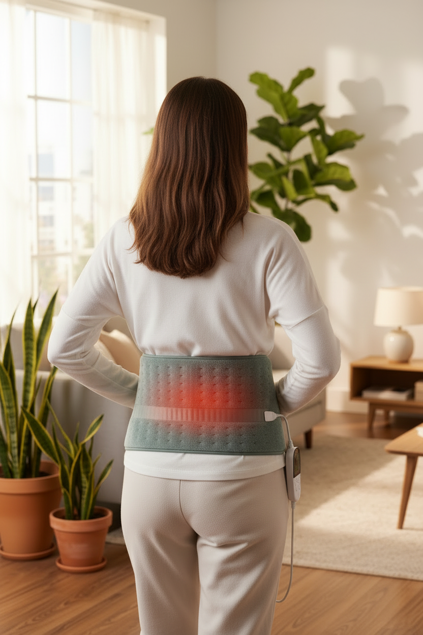 Electric Lumbar Heating Belt – 6 Levels, 4h Timer, Washable