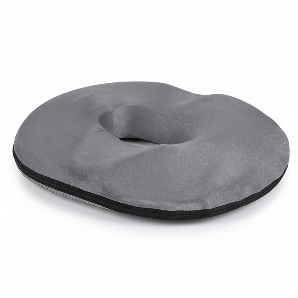 Ergonomic Oval Donut Cushion – Soft Velvet & Non-Slip Base – Tailbone, Hemorrhoids & Pregnancy
