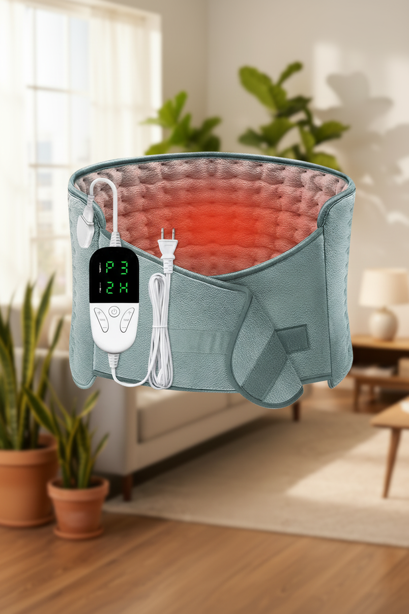 Electric Lumbar Heating Belt – 6 Levels, 4h Timer, Washable