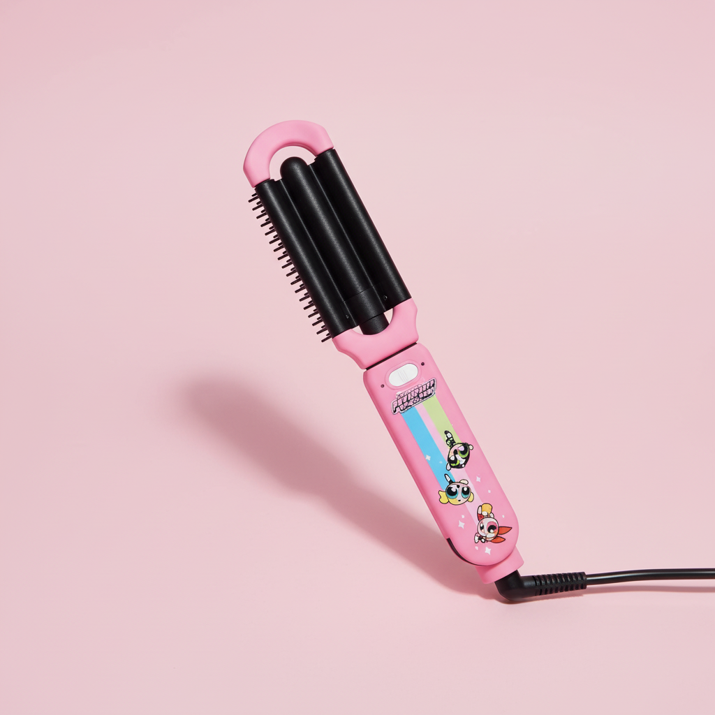 Compact foldable comb with Powerpuff Girls mirror – Pink