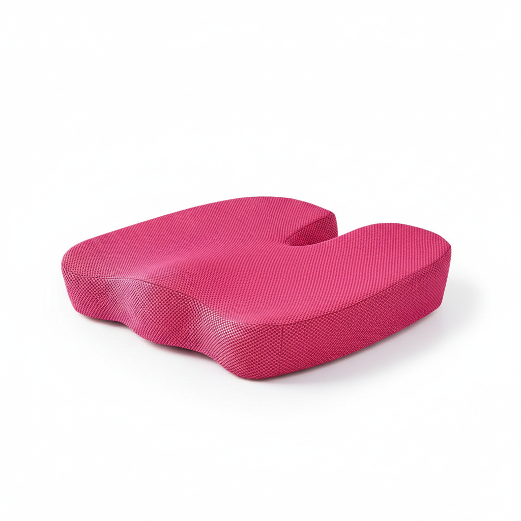 Pink ergonomic memory foam seat cushion – Coccyx & posture