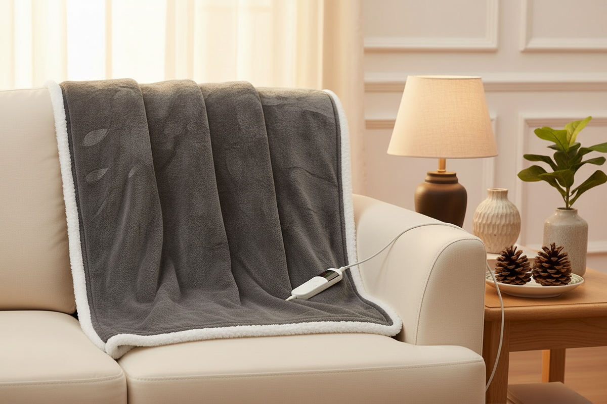 Navy blue electric heated throw, 10 levels