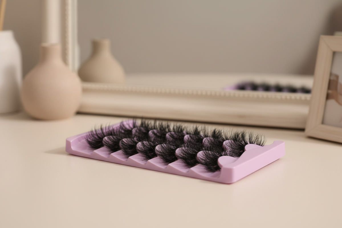 9D black false eyelashes, 7 pairs, intense volume, 18–25 mm