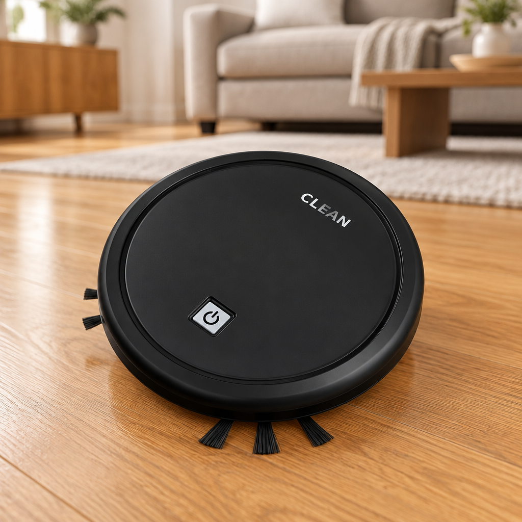 Robot Vacuum Cleaner with Brush – Black or White