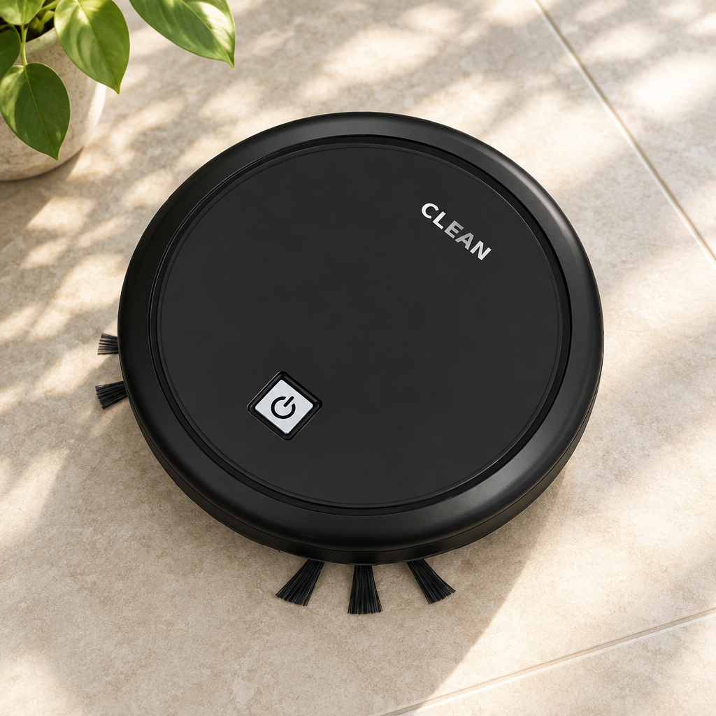 Robot Vacuum Cleaner with Brush – Black or White