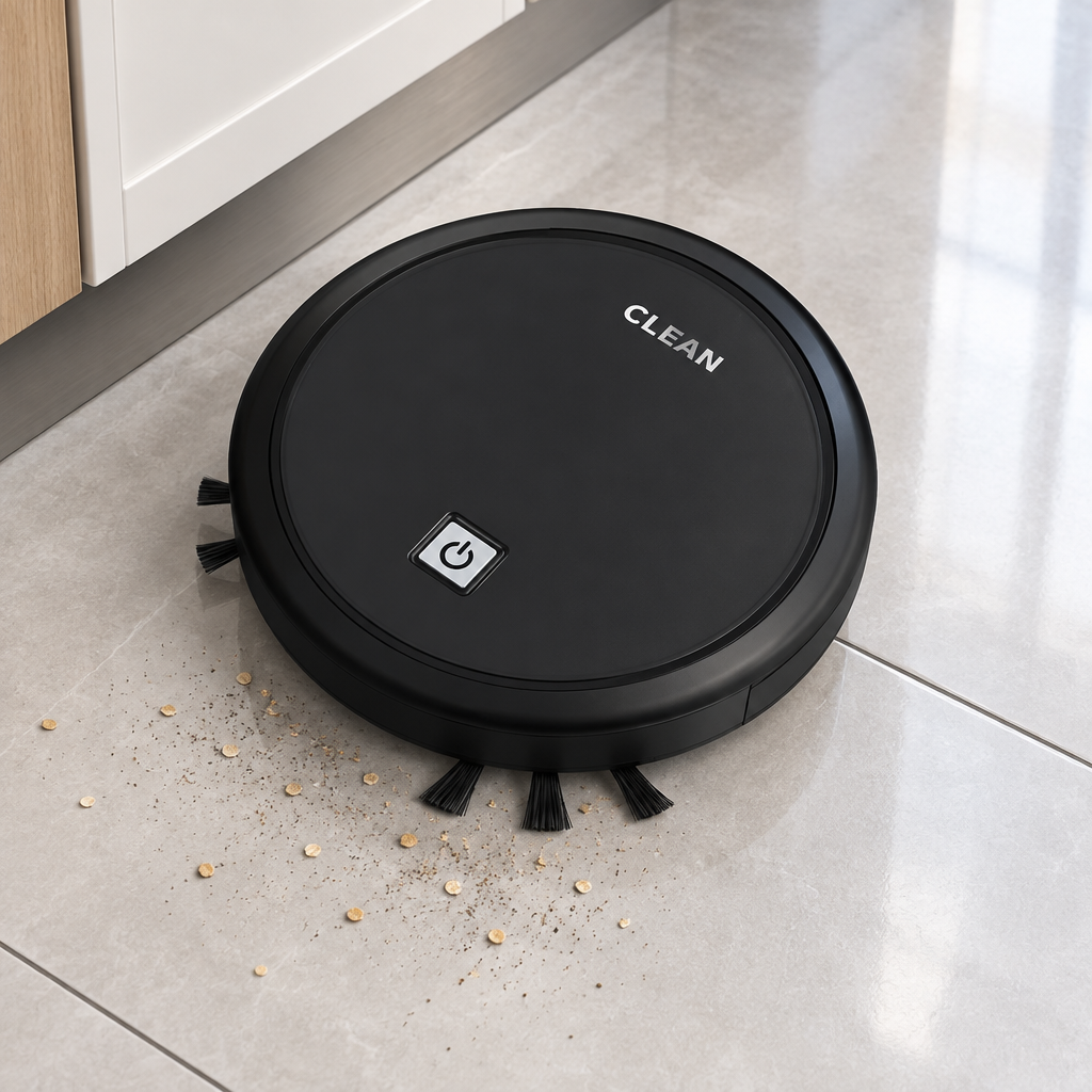 Robot Vacuum Cleaner with Brush – Black or White