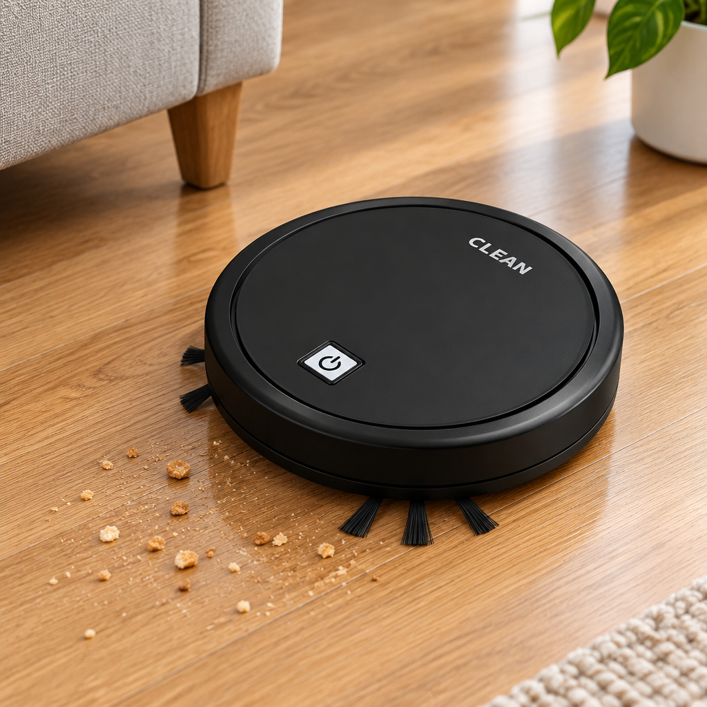 Robot Vacuum Cleaner with Brush – Black or White