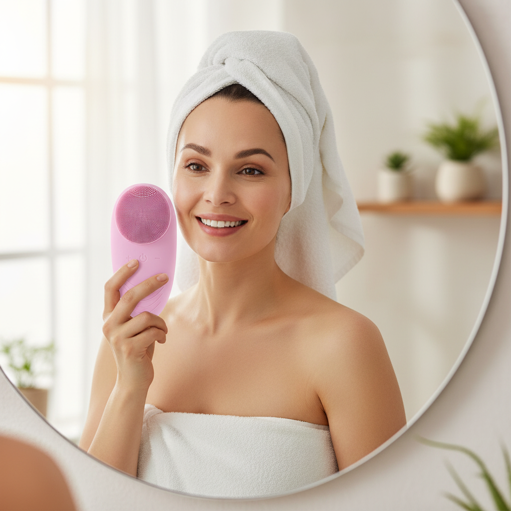 Silicone electric facial cleansing brush – mini size