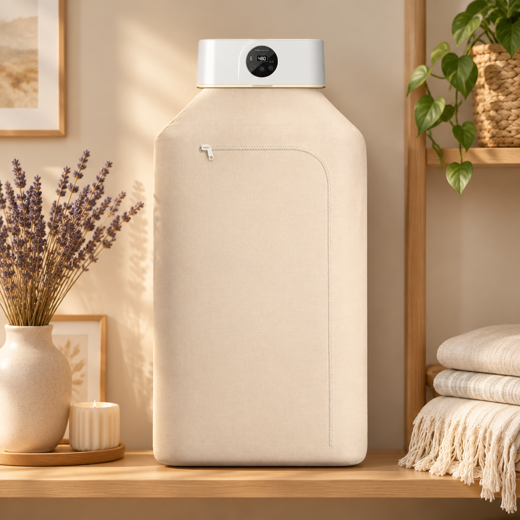 Foldable Portable Clothes Dryer, Mini Laundry Dryer with Drying Bag, 1-8 h Timer and Remote Control