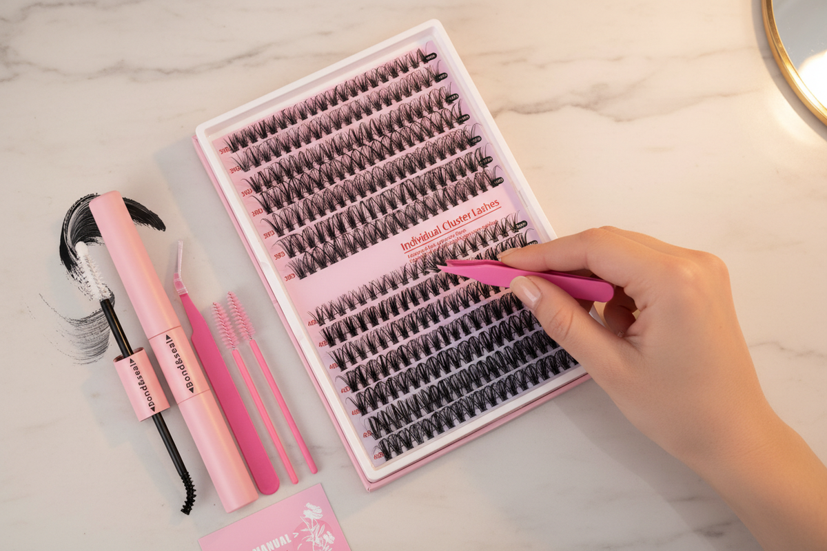 280-piece DIY individual eyelash extension kit, D curl, 9–16 mm