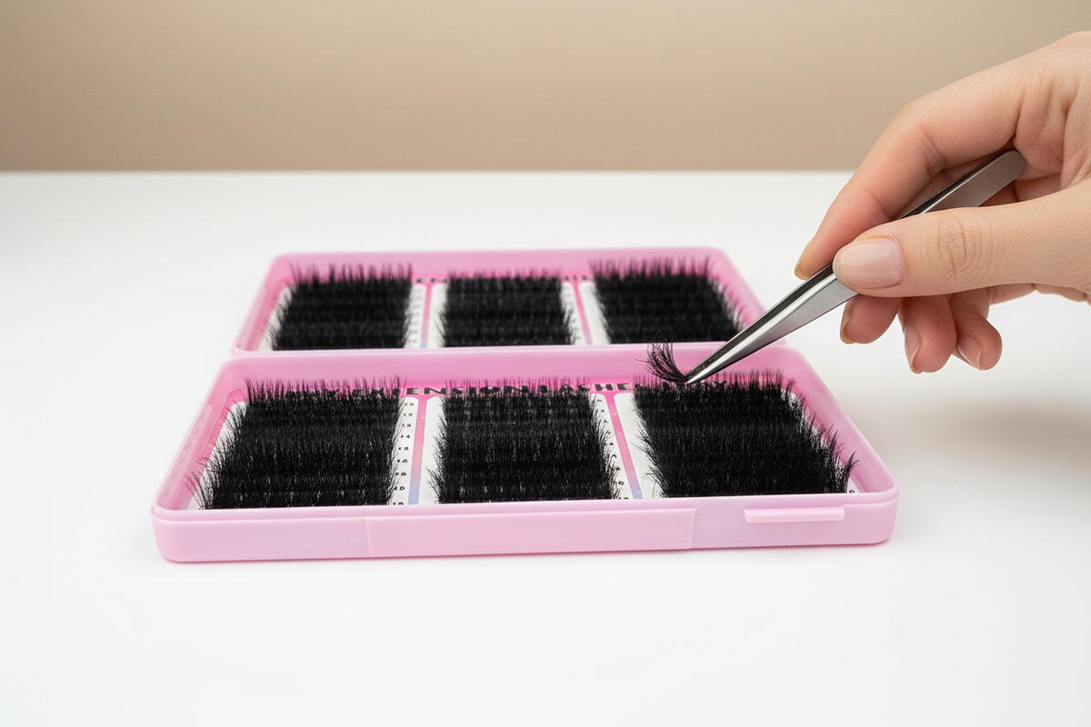 Cluster eyelash extension tray 500 pieces, D curl, 10–18 mm