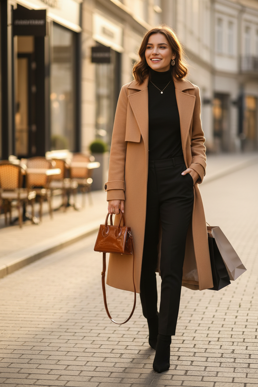Small brown patent leather handbag