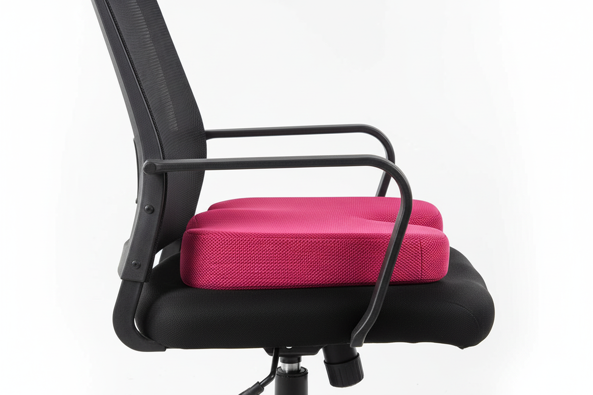 Pink ergonomic memory foam seat cushion – Coccyx & posture
