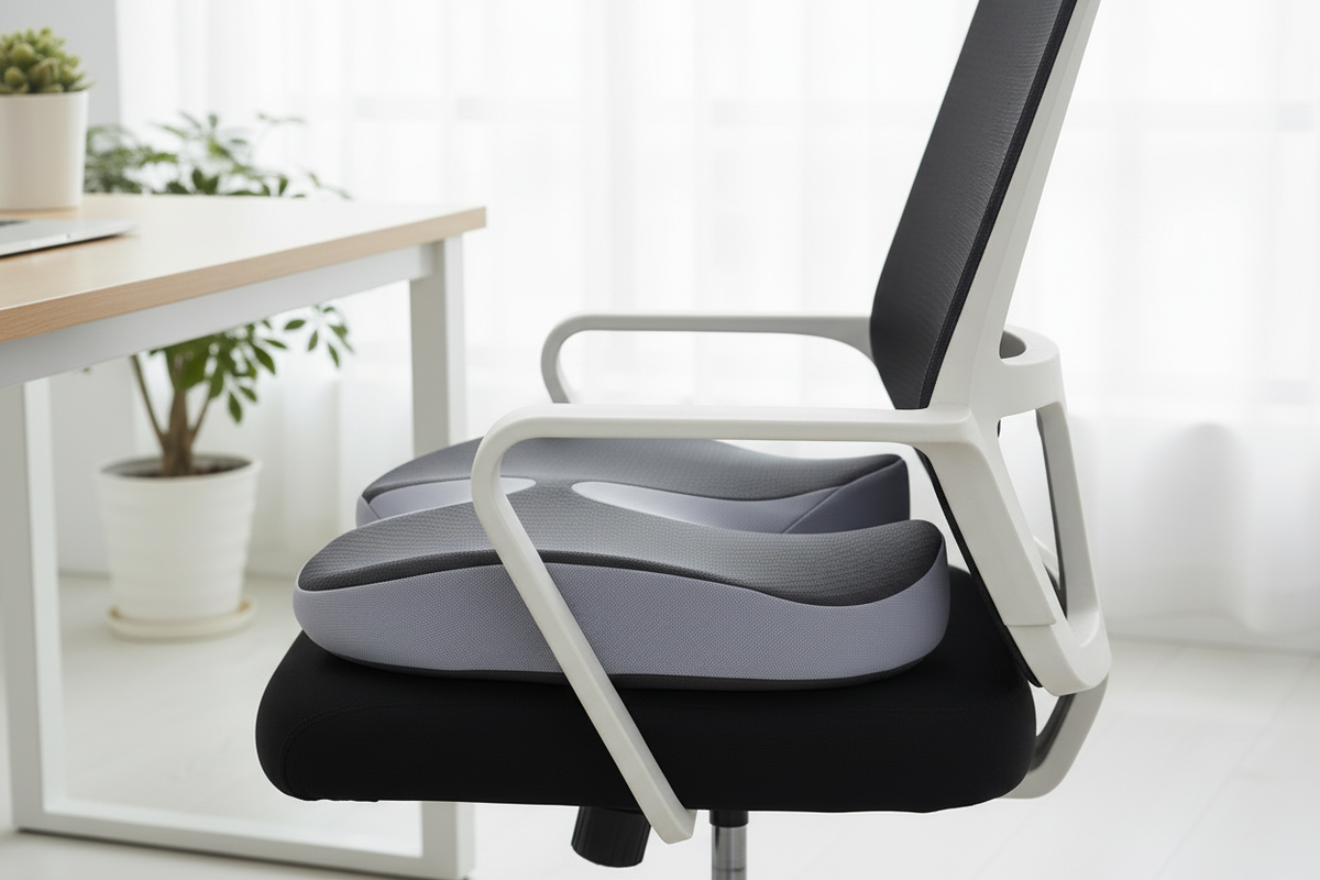 Grey ergonomic memory foam seat cushion – Coccyx & back